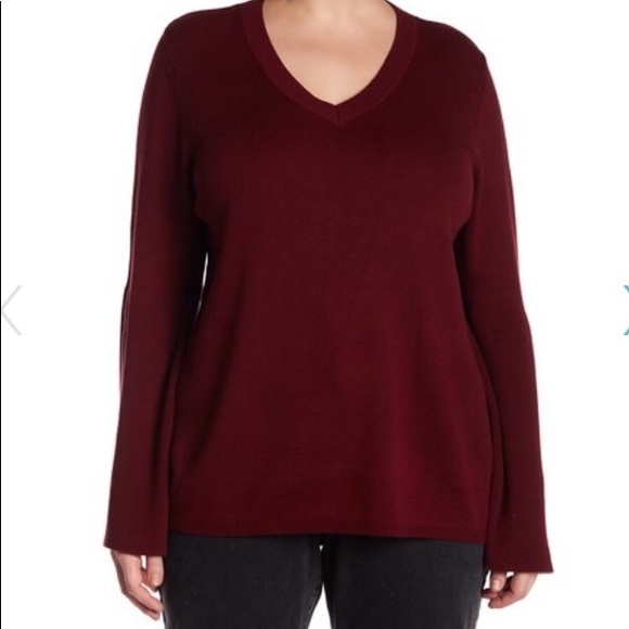 Burgundy Bell Sleeve Sweater 12, 18, 22, 24 - Picture 2 of 7